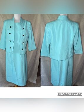 Vintage Bedford Fair Women's Two-Piece Dress/ Suit in Light Aqua